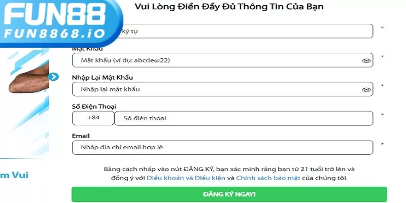 Điền đầy đủ các nội dung để xác minh